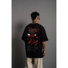 Erkek Sırt Baskılı A Kalite Oversize T-shirt - Siyah
