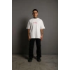 Erkek Sırt Baskılı Oversize T-Shirt - Beyaz