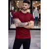 Erkek T-Shirt Bisiklet Yaka Slim Fit dar kesim Likralı Tişört Günlük Basic Body - Bordo