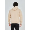 Erkek 3 İplik Pamuklu Kapüşonlu Tam Fermuarlı Cepli Hoodie Sweatshirt - Bej