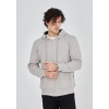 Erkek 3 İplik Pamuklu Kapüşonlu Tam Fermuarlı Cepli Hoodie Sweatshirt - Boyalı Gri