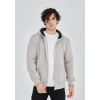 Erkek 3 İplik Pamuklu Kapüşonlu Tam Fermuarlı Cepli Hoodie Sweatshirt - Boyalı Gri