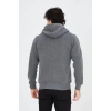 Erkek 3 İplik Pamuklu Kapüşonlu Tam Fermuarlı Cepli Hoodie Sweatshirt - Füme