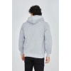 Erkek 3 İplik Pamuklu Kapüşonlu Tam Fermuarlı Cepli Hoodie Sweatshirt - Gri