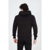 Erkek 3 İplik Pamuklu Kapüşonlu Tam Fermuarlı Cepli Hoodie Sweatshirt - Siyah