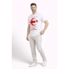 Erkek TÜRKİYE Ay Yıldız Baskılı Taraftar Forma T-Shirt - Beyaz