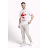 Erkek TÜRKİYE Ay Yıldız Baskılı Taraftar Forma T-Shirt - Beyaz
