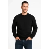 Erkek Üç İplik Düz Bisiklet Yaka SweatShirt - Siyah