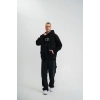Erkek 3 İplik Pamuklu Kapüşonlu Baskılı Cepli Oversize Sweatshirt Hoodie - Siyah