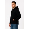 Erkek Üç İplik Kapüşonlu Tam Fermuarlı Kanguru Çepli SweatShirt Hoodie - Siyah