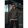 Erkek 3 İplik Pamuklu Kapüşonlu Basic SweatShirt Hoodie - Füme