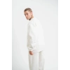 ERKEK 3 İplik Pamuklu Bisiklet Yaka Yıkamalı SweatShirt - Beyaz