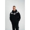 Erkek 3 İplik Pamuklu Kapüşonlu Baskılı Cepli Oversize Sweatshirt Hoodie - Siyah