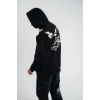 Erkek 3 İplik Pamuklu Kapüşonlu Baskılı Cepli Oversize Sweatshirt Hoodie - Siyah