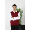Erkek V Yaka Kolsuz Süveter Triko Kazak yumuşak dokulu Pamuklu ince Dokuma Rahat Regular kalıp - Bordo