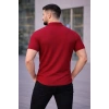 Erkek Waffle Kumaş Kısa Kollu Düğmeli Açık Yaka Regular Fit Gömlek - Kırmızı