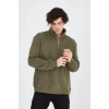 Erkek Yarım Fermuarlı Baskılı Sweat - Yeşil