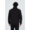 Erkek Yarım Fermuarlı Baskılı 3  iplik pamuklu sweatshirt - Siyah