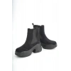FZ-2400 Siyah Süet Yüksek Tabanlı Lastikli Günlük Kadın Bot