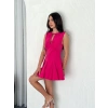 Göğüs Bağlamalı Kolsuz Mini Boy Elbise - Pembe