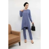 Gül İşlemeli İkili Takım MC1434  İndigo