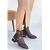 İnay Kahverengi Cilt Topuklu Bot