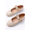 İNF-6363 Bej Baret Tokalı Günlük Bayan Ayakkabı
