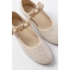 İNF-6363 Bej Havlu Desenli Baret Tokalı Günlük Bayan Ayakkabı