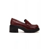 K-706 Bordo Kırışık Rugan Yüksek Tabanlı Loafer Ayakkabı