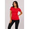 Kadın 3’lü Kısa Kollu Bisiklet Yaka Basic Slim Fit T-Shirt - Kırmızı - Mavi - Turuncu