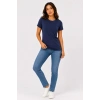 Kadın 3’lü Kısa Kollu Bisiklet Yaka Basic Slim Fit T-Shirt - Mor - Petrol Mavisi - Hardal