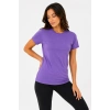 Kadın 3’lü Kısa Kollu Bisiklet Yaka Basic Slim Fit T-Shirt - Pudra Pembe - Mor - Bej