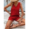 Kadın Askılı Kolsuz V Yakalı önden Düğmeli Bürümcük Bluz Ve Short Ikili Takım
