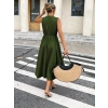 Kadın Askılı Kruvaze Yakalı Yandan Düğmeli Midi Elbise