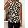 Kadın Askılı V Yakalı Leopar Desenli Süprem Bluz
