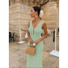 Kadın Askılı V Yakalı Uzun Triko Elbise