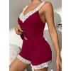 Kadın Askılı V Yakalı Viskon Bluz Ve Short Gecelik Takım