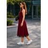 Kadın Askılı Yuvarlak Yakalı Etek Ucu Dantelli Midi Elbise