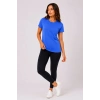 Kadın Basic Bisiklet Yaka Yazlık Slim fit T-Shirt - Mavi & Hardal Sarısı