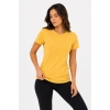 Kadın Basic Bisiklet Yaka Yazlık Slim fit T-Shirt - Mavi & Hardal Sarısı