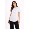 Kadın Basic T-Shirt Kısa Kol Bisiklet Yaka Oval Kesim Tişört - Beyaz