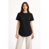 Kadın Basic T-Shirt Kısa Kol Bisiklet Yaka Oval Kesim Tişört - Siyah