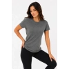 Kadın Basic Tişört Bisiklet Yaka Kısa Kol Günlük Yazlık Slim fit T-Shirt - Antrasit