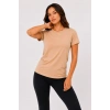 Kadın Basic Tişört Bisiklet Yaka Kısa Kol Günlük Yazlık Slim fit T-Shirt - Bej