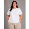 Kadın Battal Big Size Basic Tişört Bisiklet Yaka Rahat Kalıp T-Shirt - Beyaz