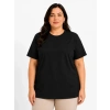 Kadın Battal Big Size Basic Tişört Bisiklet Yaka Rahat Kalıp T-Shirt - Siyah