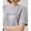 Kadın Bisiklet Yaka Baskılı Slim Fit T-Shirt - Boyalı Gri