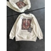 Kadın Bisiklet Yaka Kilim Halı Baskılı 3 İplik Pamuklu Sweatshirt - Beyaz