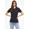 Kadın Bisiklet Yaka Tişört Regular Kalıp Basic Pamuklu Günlük Kullanım T-shirt - Füme