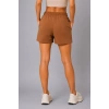 Kadın Dokuma Kumaş Cepli Bağcıklı Regular Fit Yazlık Şort - Kahverengi